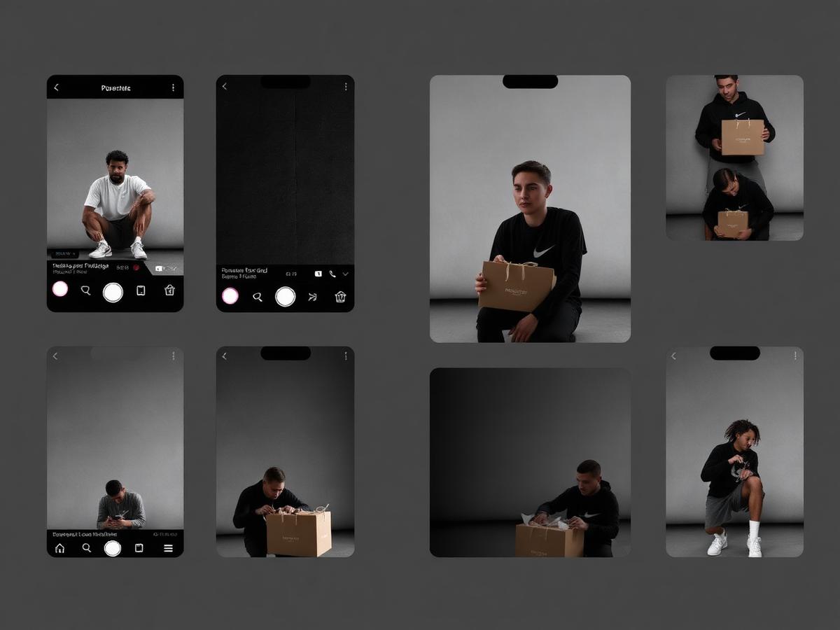 Grid of social stories from the BN3TH athlete gifting program, showing athletes unboxing product